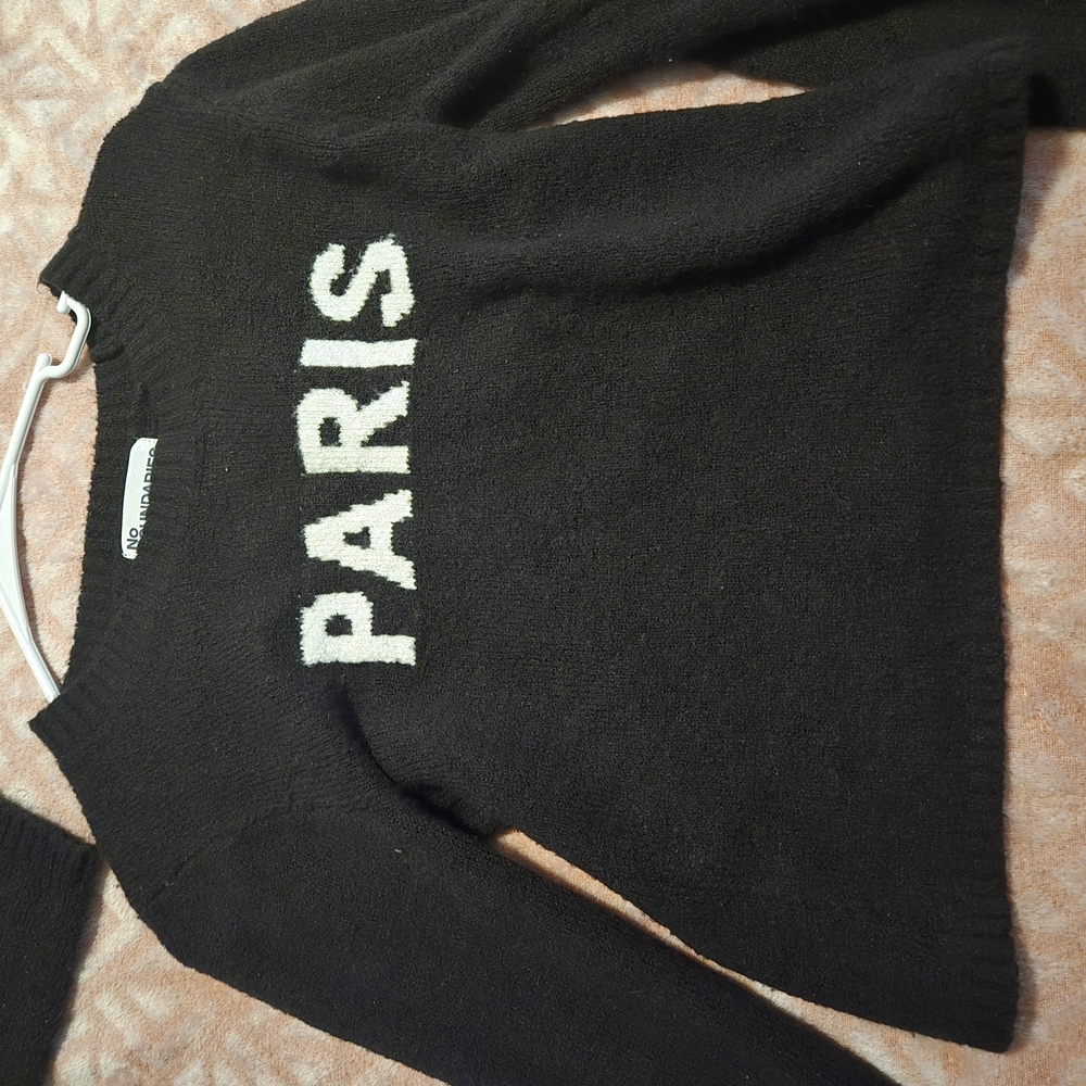 Black Sweater with White 'PARIS' Design